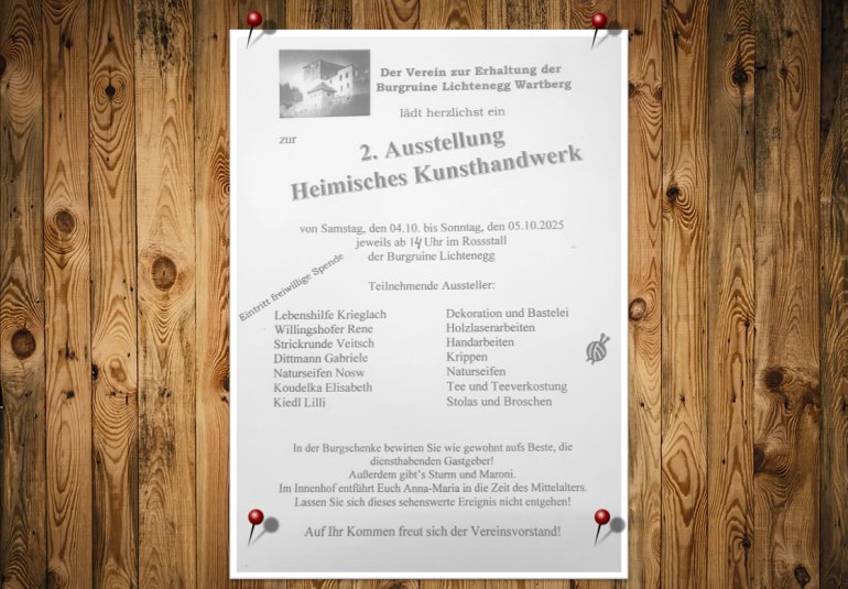 Ausstellung Burgruine Lichtenegg in Wartberg
